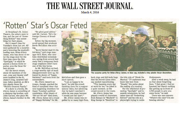 Brian d’Arcy James and SOMETHING ROTTEN! In the Wall Street Journal